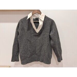 Grace Cashmere Womens M Gray Fleece Pullover Collar Grandma Sweater Cottagecore
